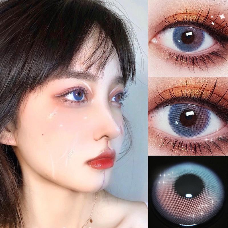 12 Months |  Pink Blue Contact Lens (Two Pieces) Yv23435