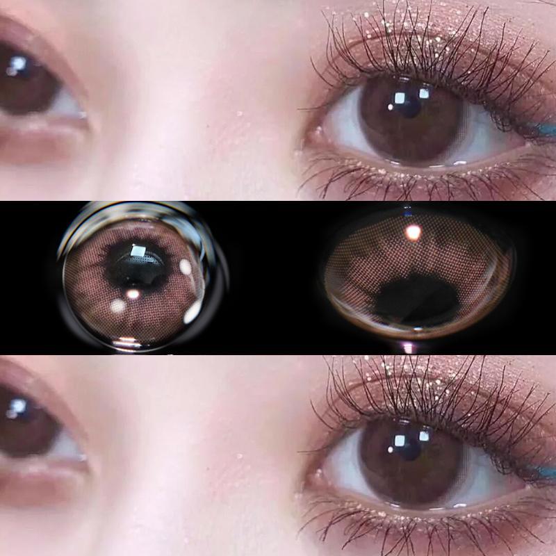 12 Months |  Pink Brown Contact Lens (Two Pieces)Yv24147