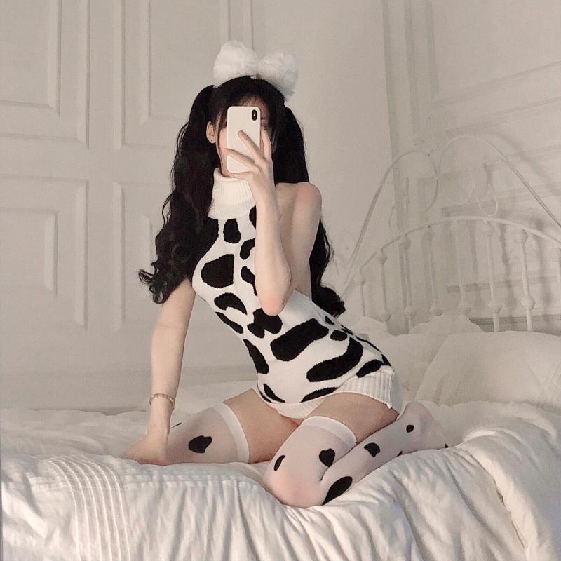 Cos |  Anime Cow Knitted Dress Suit Yv30436