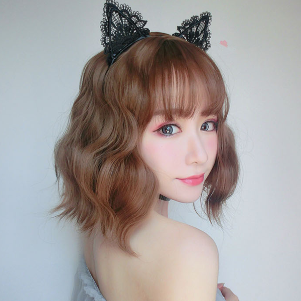 Curls Hair |  Cute Air Bangs Short Curly Hair Yv42041