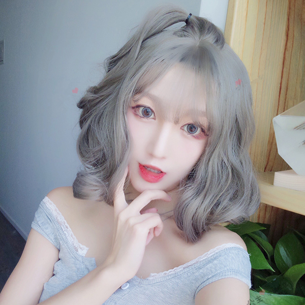 Curls Hair |  Grandma Gray Air Bangs Wig Yv42040