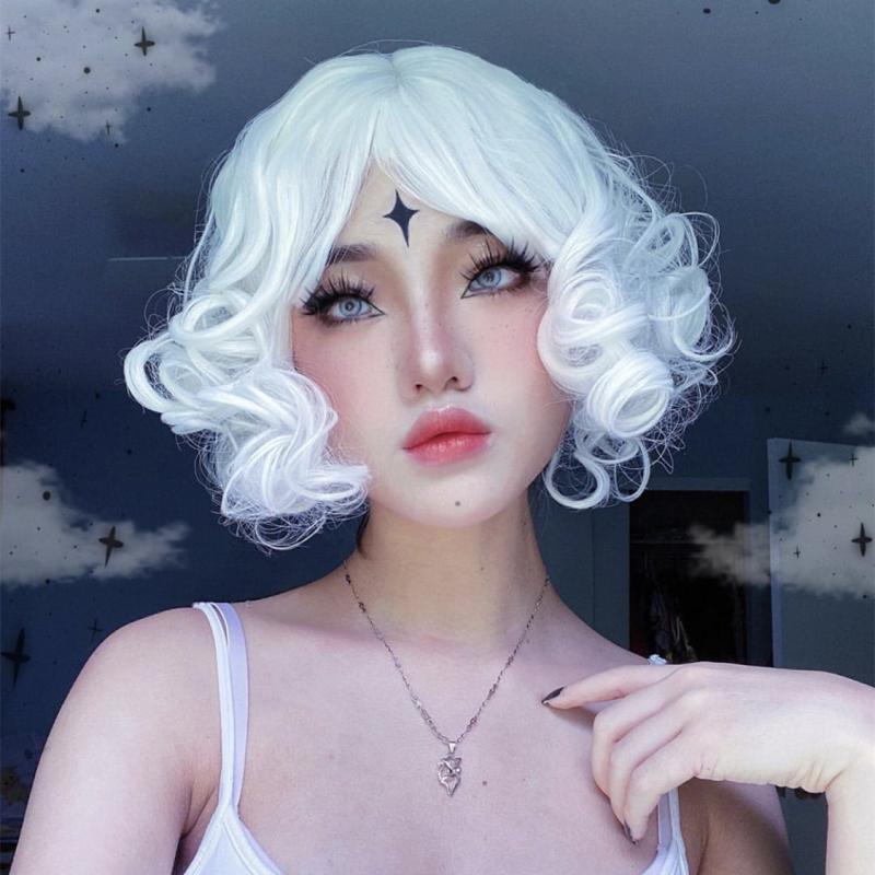 Curls Hair |  Lolita White Roll Short Wig Yv42850