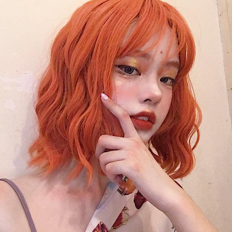 Curls Hair |  Orange Short Curly Wig Yv43746