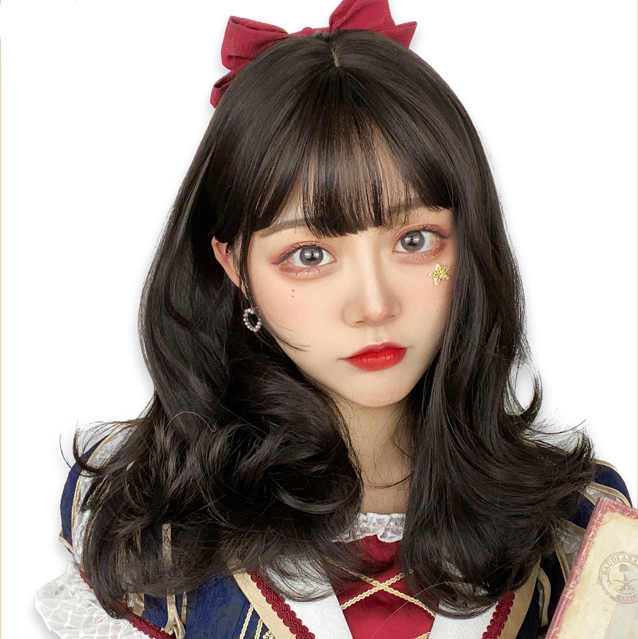 Long Hair |  Black Cute Bangs Curly Wig Yv30195