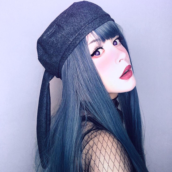 Long Hair |  Blue Gray Long Straight Fluffy Wig Yv40472