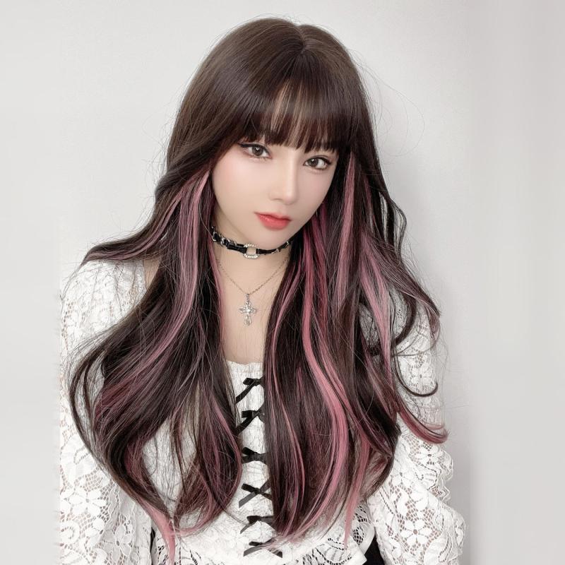 Long Hair |  Cherry Blossom Pink Highlight Wig Yv31093