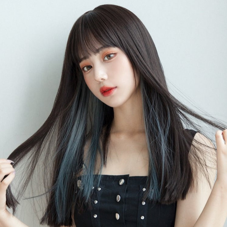 Long Hair |  Chic Highlight Blackblue Wig Yv44530