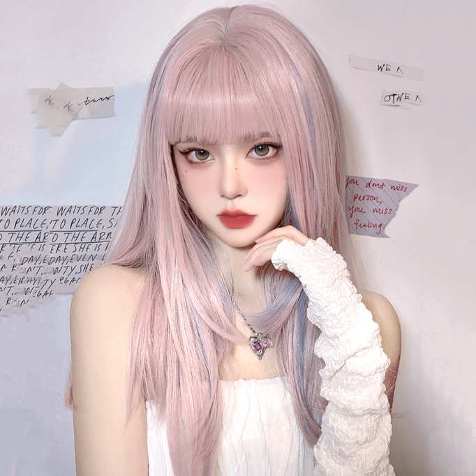 Long Hair |  Cute Pink Highlight Gradient Wig Yv30735