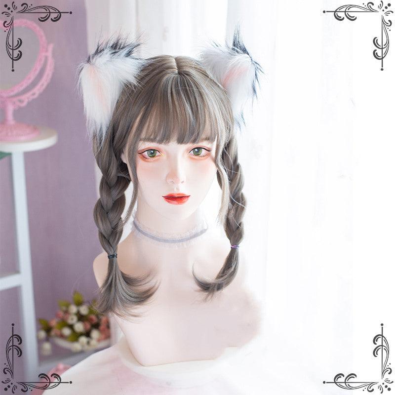 Long Hair |  Cute Twist Braids Gray Wig Yv30550