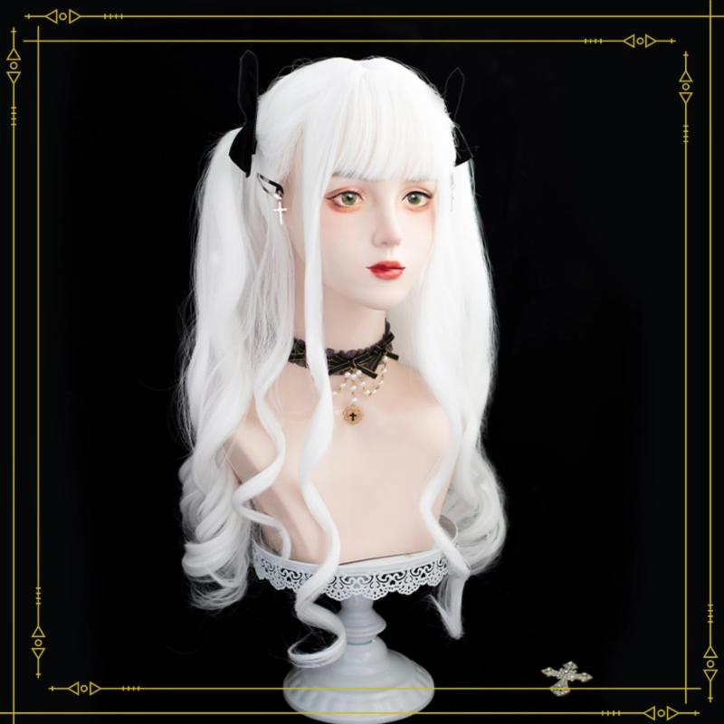 Long Hair |  Dark Gothic Pure White Long Wig Yv476017