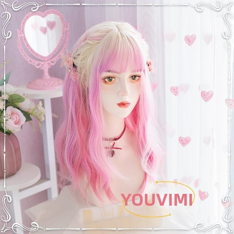 Long Hair |  Gold Pink Purple Tricolor Gradient Wig Yv476001