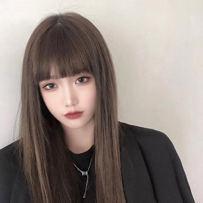 Long Hair |  Harajuku Brown Long Straight Wig Yv43552