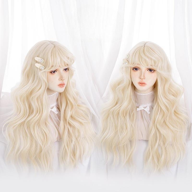 Long Hair |  Harajuku Natural Curly Bangs Blonde Wig Yv476041