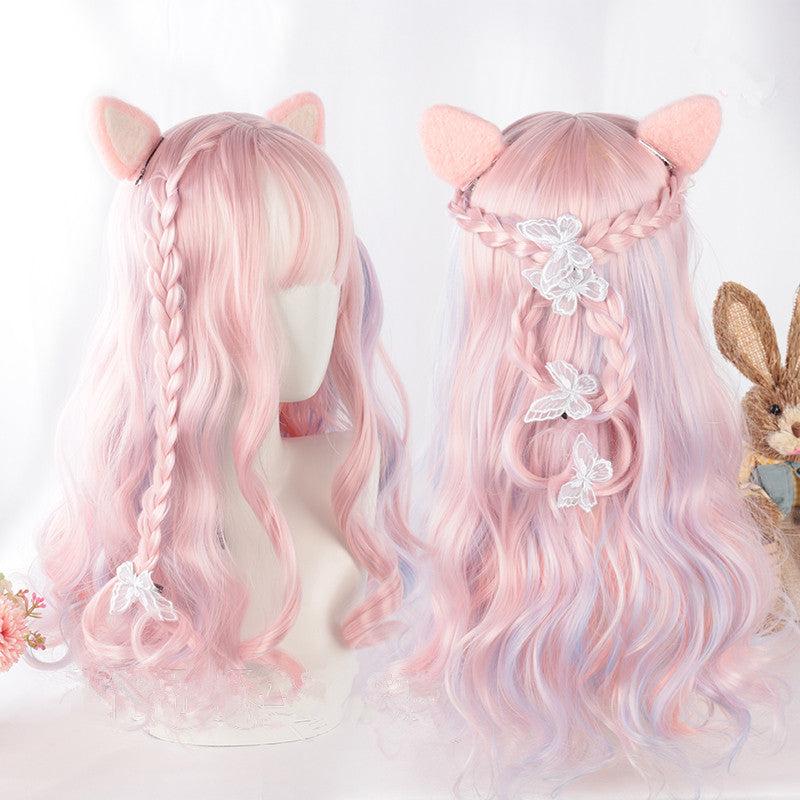 Long Hair |  Harajuku Pink Rainbow Wig Yv44451