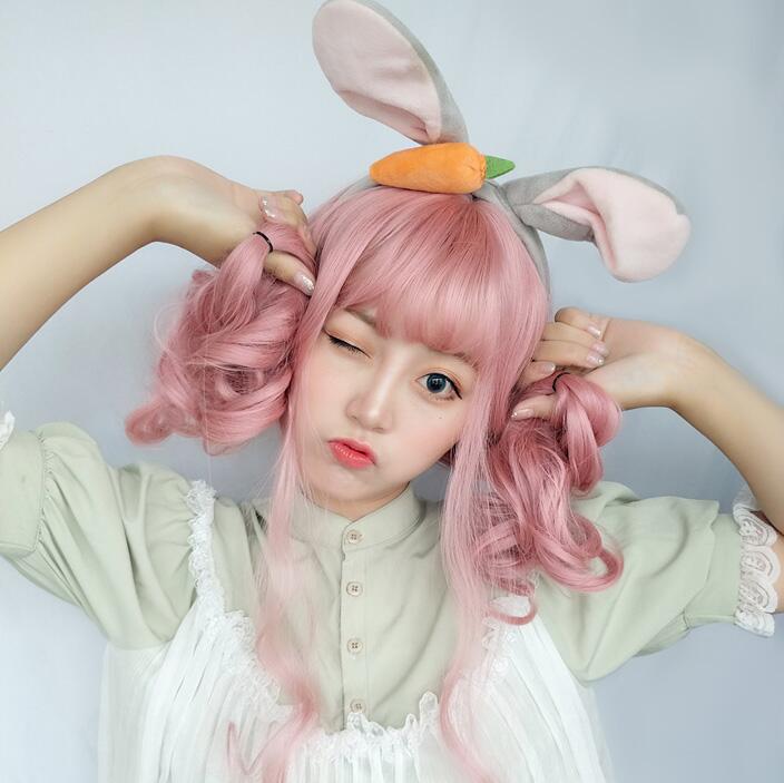 Long Hair |  Japanese Style Lolita Cute Pink Wig Yv43110