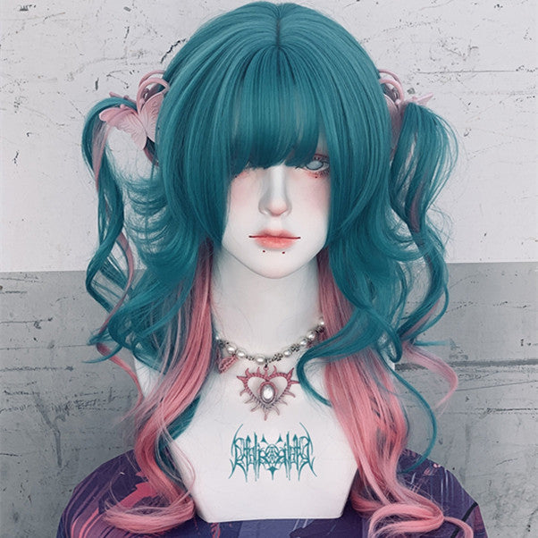 Long Hair |  Lolita Blue Green Pink Gradient Wig Yv31985