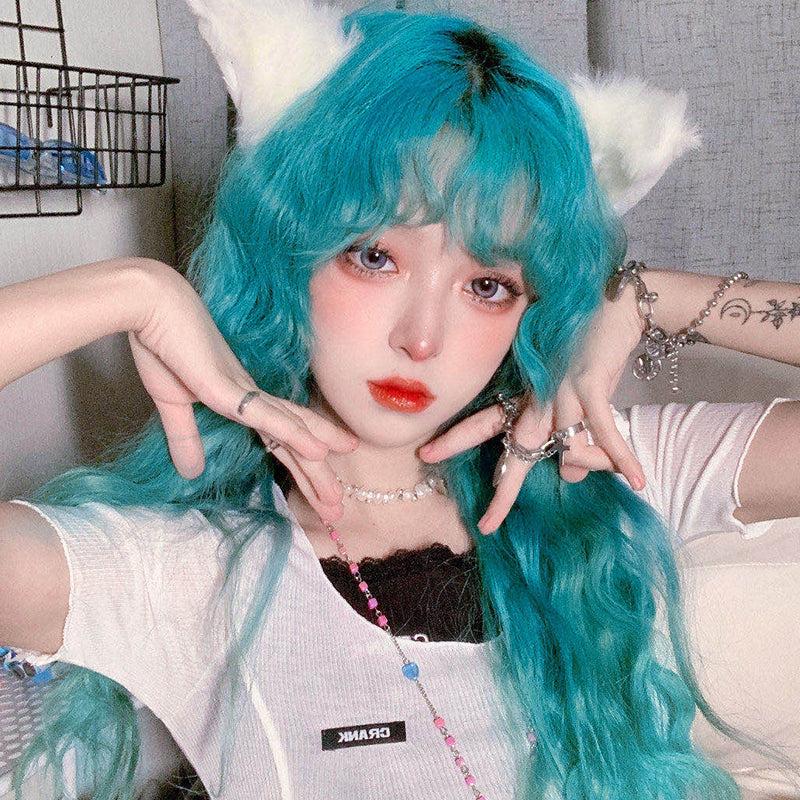 Long Hair |  Lolita Blue Long Curly Wig Yv30213