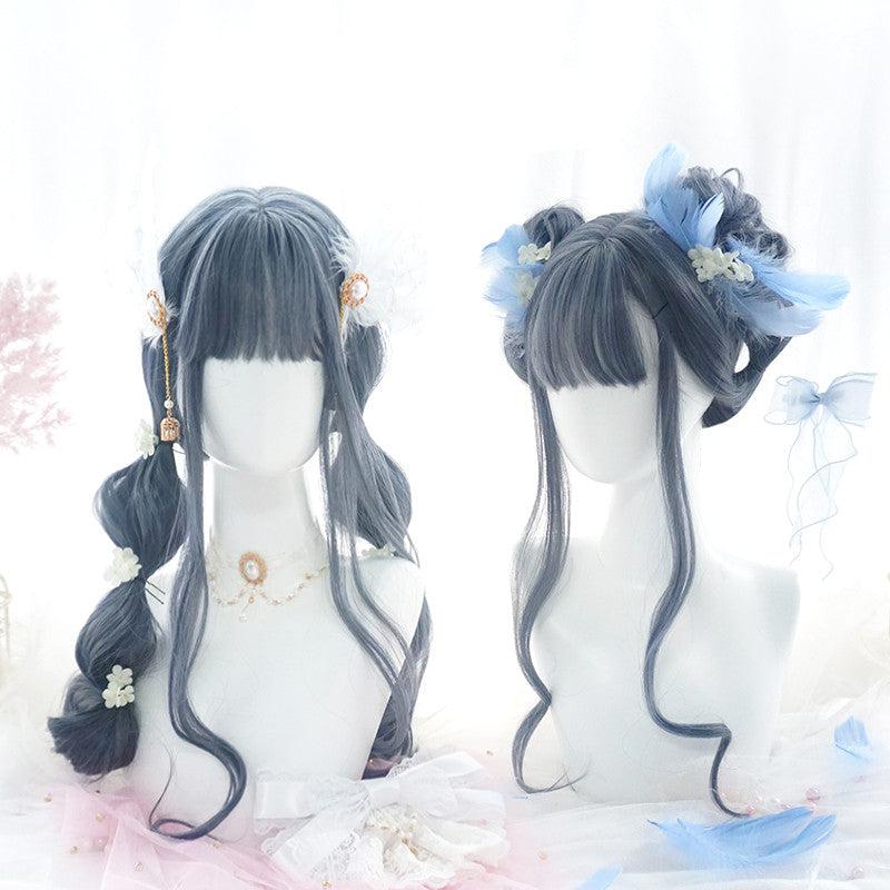 Long Hair |  Lolita Blue Long Roll Wig Yv42637