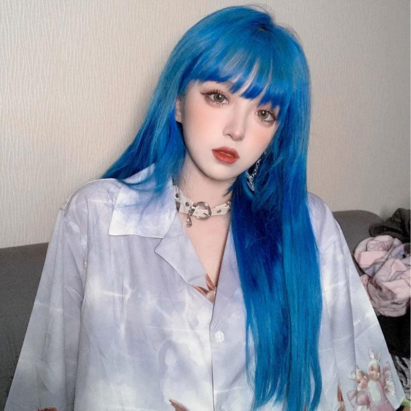 Long Hair |  Lolita Daily Mermaid Blue Wig Yv31152