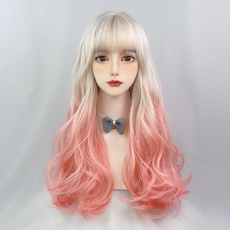 Long Hair |  Lolita Gold Pink Gradient Wig Yv30356