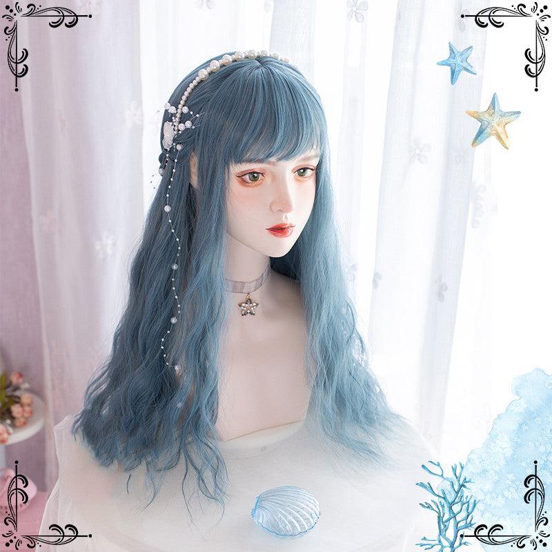 Long Hair |  Lolita Haze Blue Long Curly Wig  Yv30719