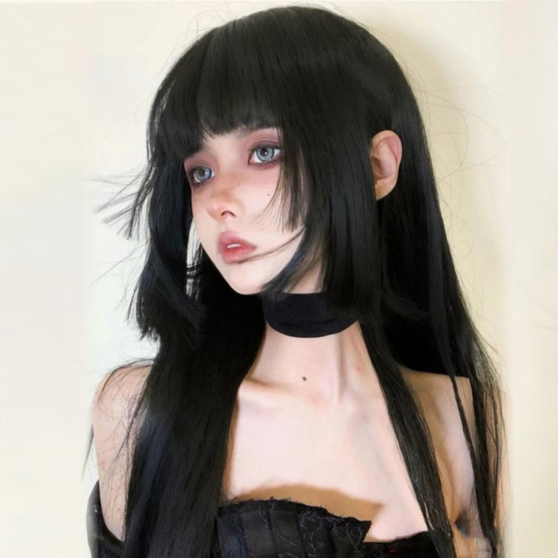 Long Hair |  Lolita Long Straight Black Wig Yv31371