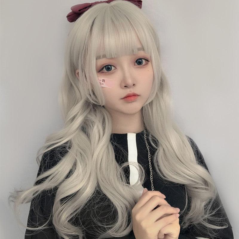 Long Hair |  Lolita Milky Gray Gradient Long Curly Wig Yv43580