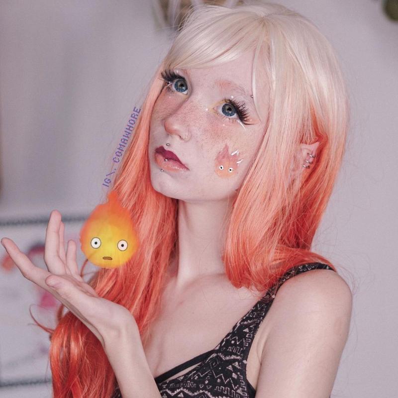 Long Hair |  Lolita Orange Gradient Long Curly Wig Yv43799