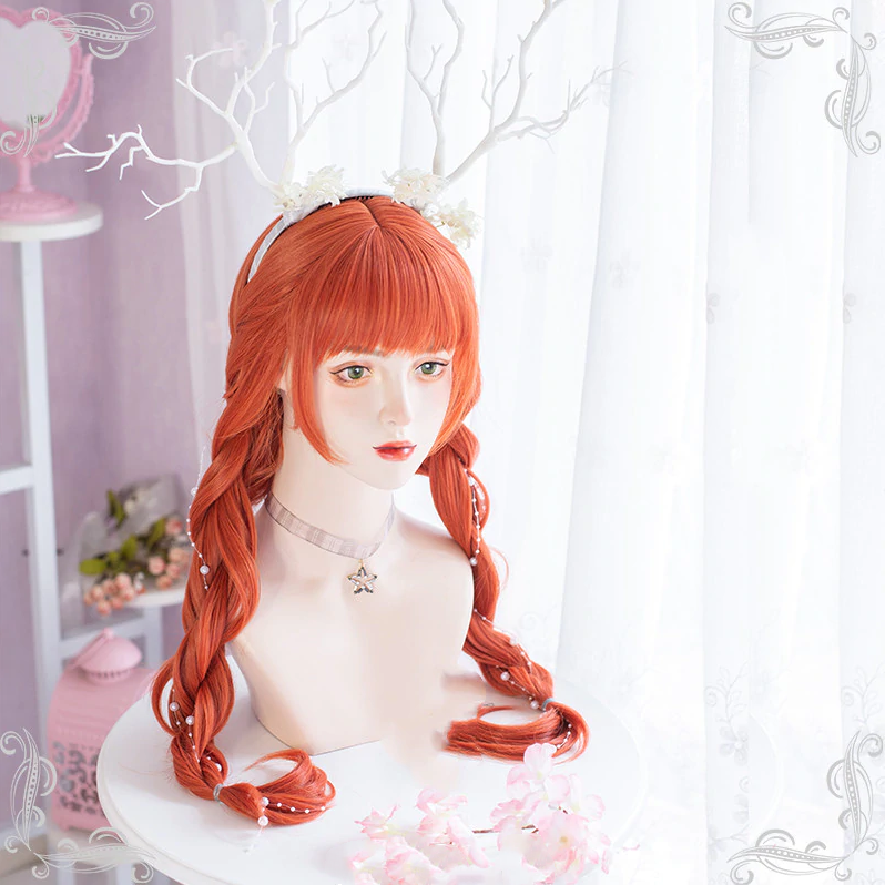 Long Hair |  Lolita Orange Long Curly Wig Yv30720