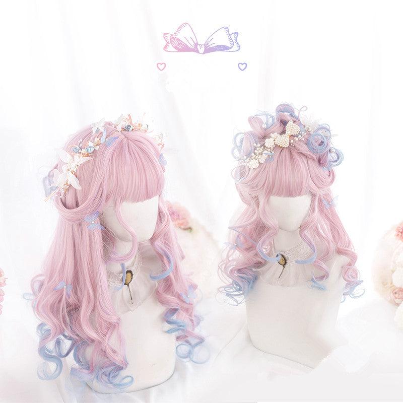 Long Hair |  Lolita Pink Blue Gradient Unicorn Wig Yv30186