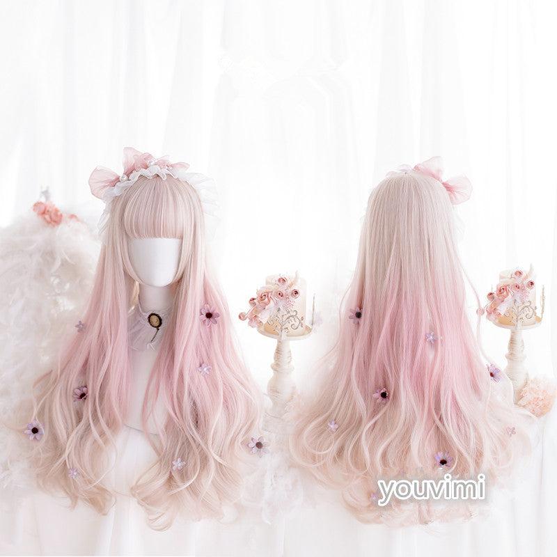 Long Hair |  Lolita Pink Gradient Long Curly Wig Yv42856