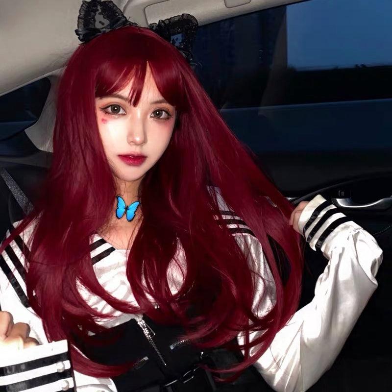 Long Hair |  Lolita Red Long Curly Wig Yv42771