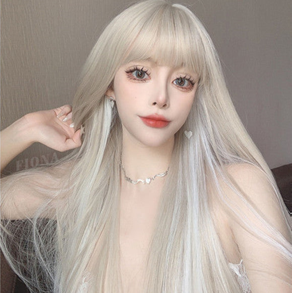 Long Hair |  Lolita White Gold Long Straight Wig Yv30962