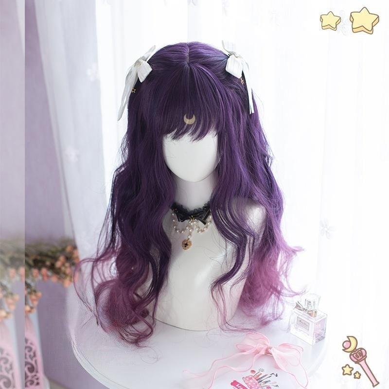 Long Hair |  Luna Purple Gradient Long Curly Wig Yv476062