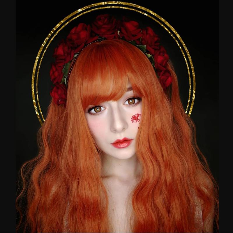 Long Hair |  Orange Egg Roll Fluffy Wig Yv40852