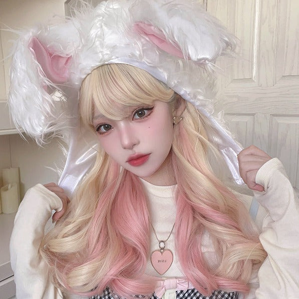 Long Hair |  Pink Janging Ear Dyed Wig Yv60089