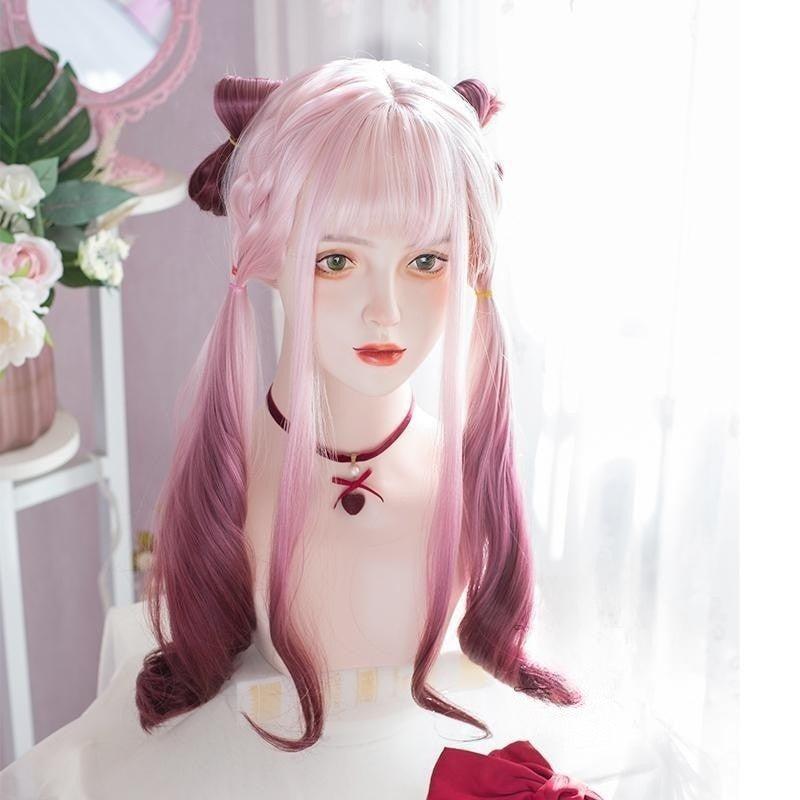 Long Hair |  Rose Purple Long Curly Gradient Wig Yv476043