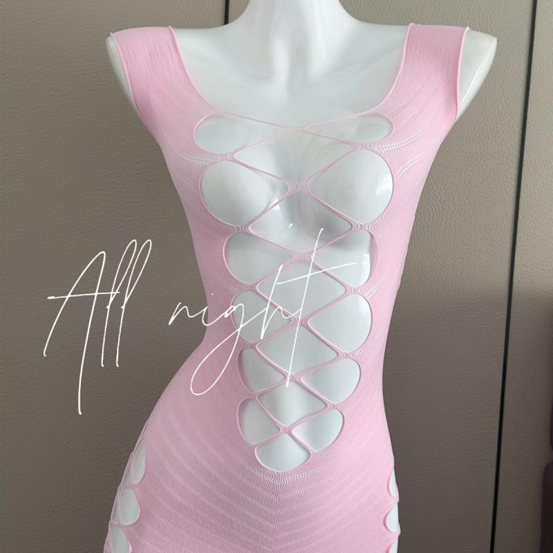 Maid |  Pink Fishnet Dress  Yv50288