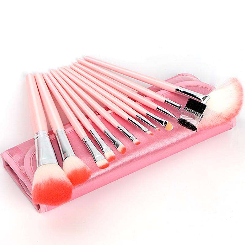 Makeup Brush |  Pink Cosmetic Brush Sets (12Pcs) Yv128