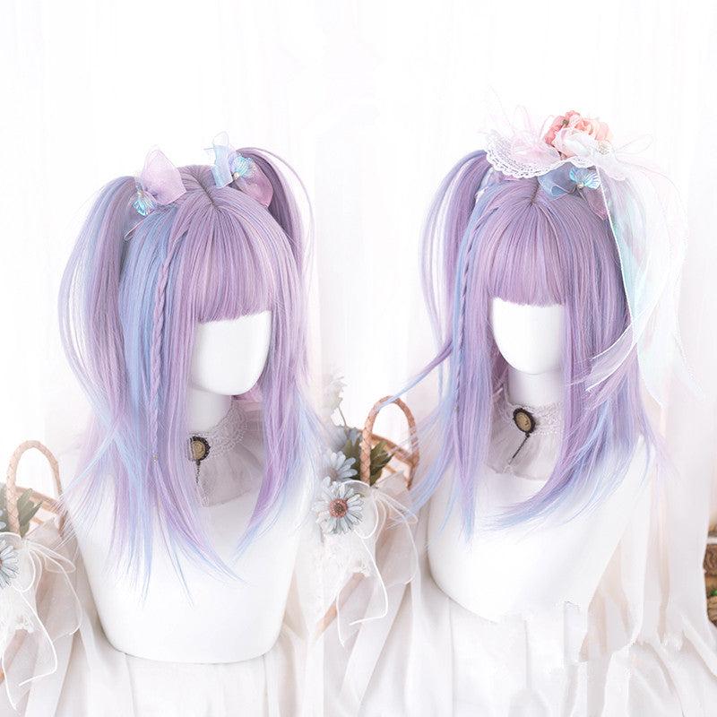 Medium Long Hair |  Lolita Blue Purple Highlighting Wig Yv30287