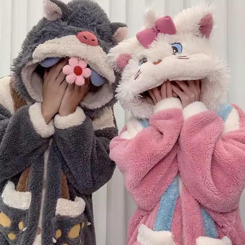 Pajamas |  Cat Plush Couple Pajamas  Yv50226