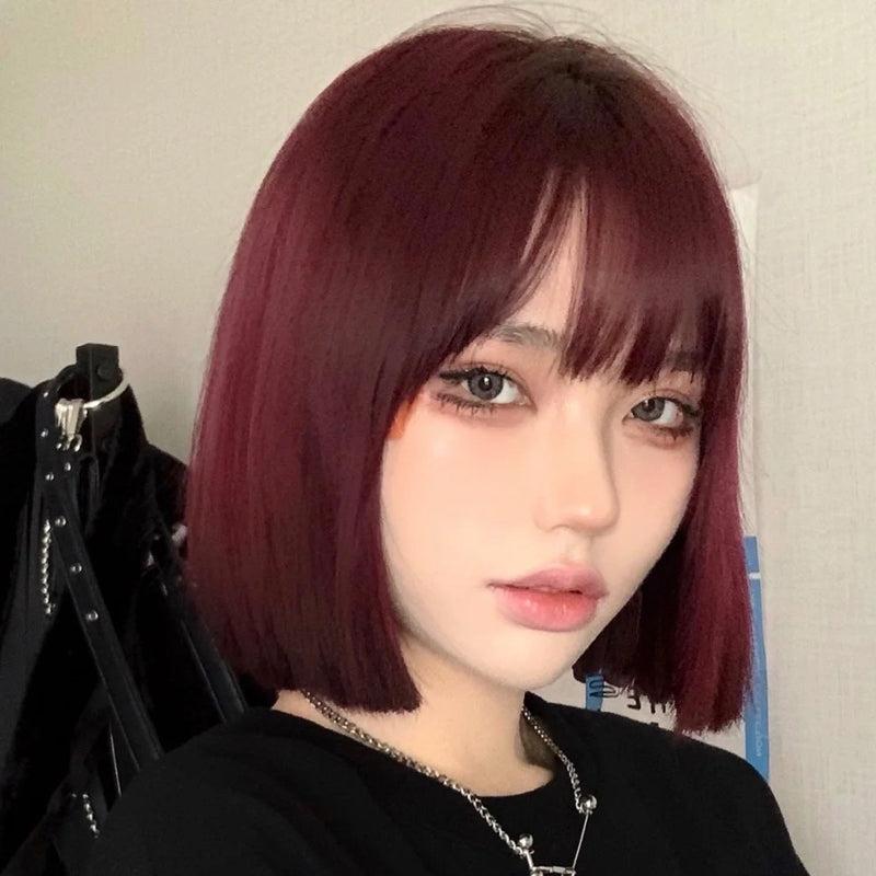 Straight Hair |  Bobo Head Red Short Wig Yv30819