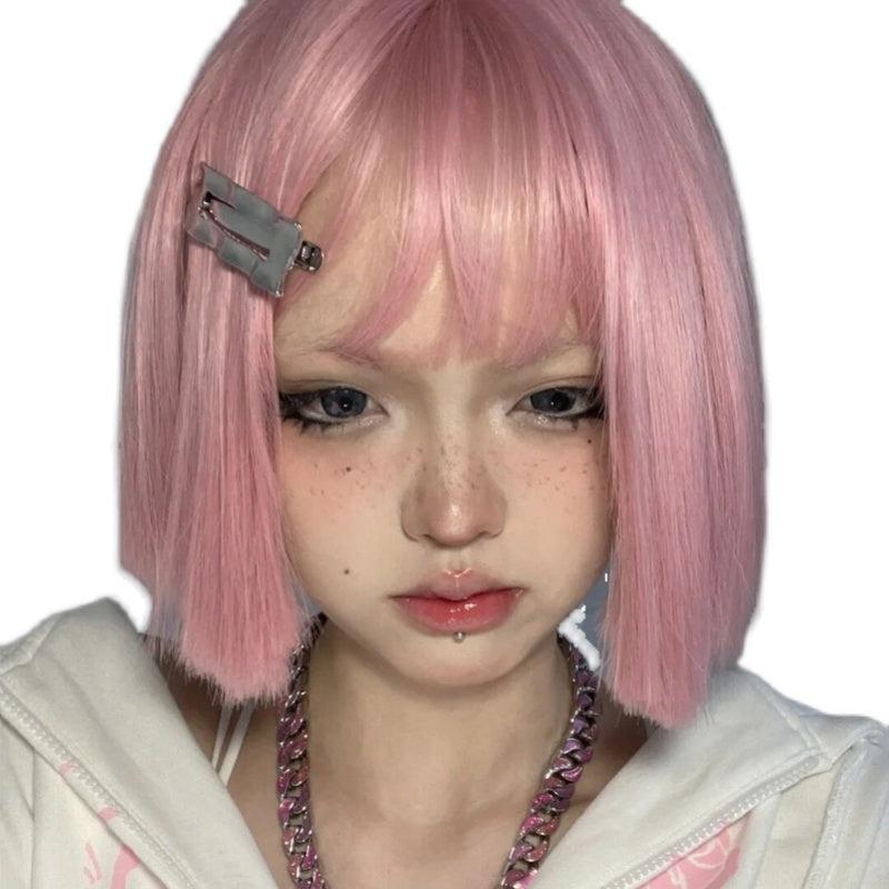 Straight Hair |  Pink Bob Wig Yv47352