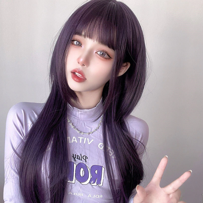 Long Hair |  Purple Long Straight  Wig Yv30800