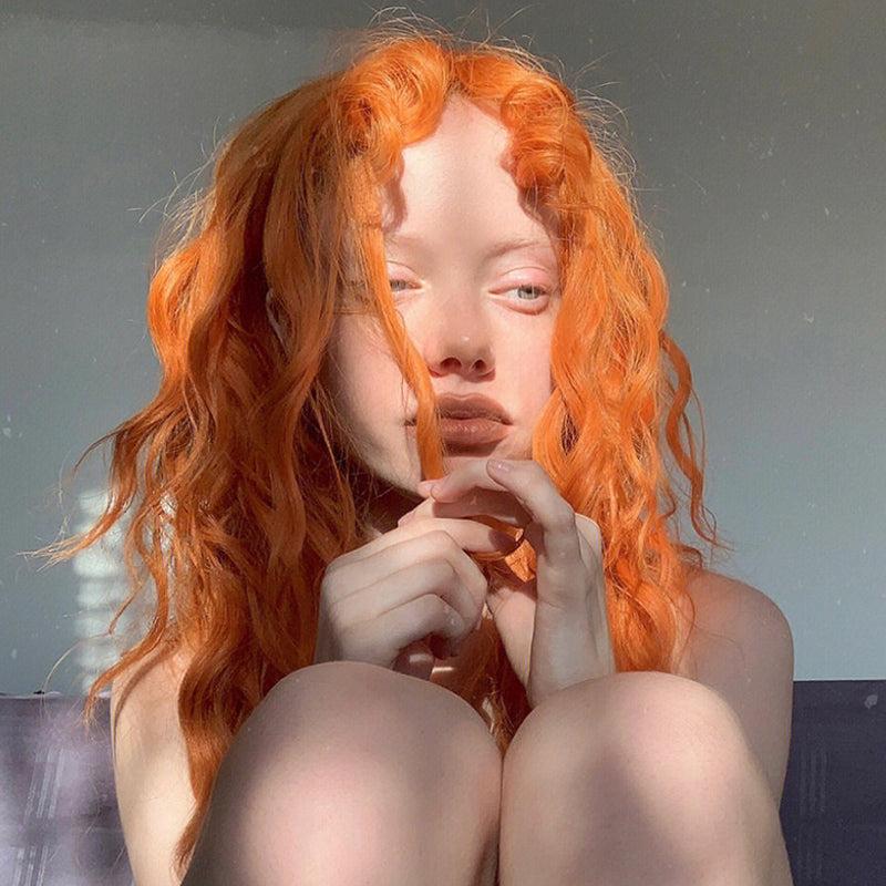 Long Hair |  Dirty Orange Wool Curl Wig Yv60082