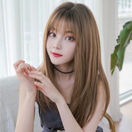 Medium Long Hair |  Natural Air Bangs Mid-Length Wig Yv43849